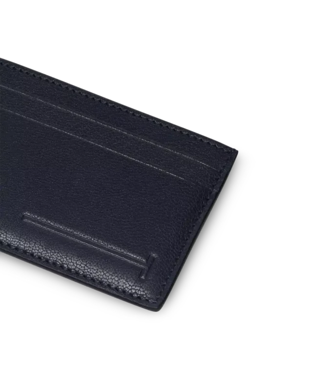 Portcard clasic din piele suplă cu linie T alungită
