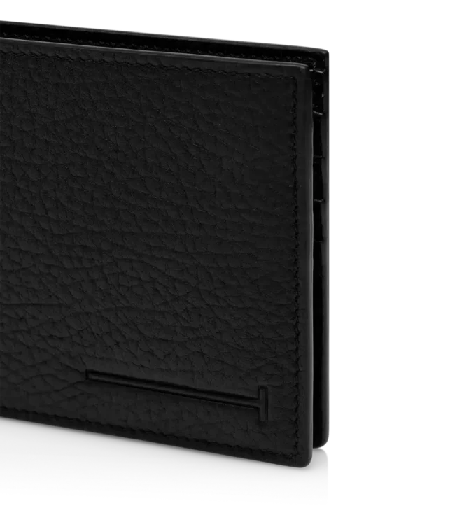 Portofel clasic bifold alungit din piele de cerb imprimată Portofel clasic bifold alungit din piele de cerb imprimată