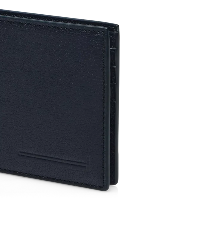 Portofel clasic bifold alungit din piele suplă cu textură