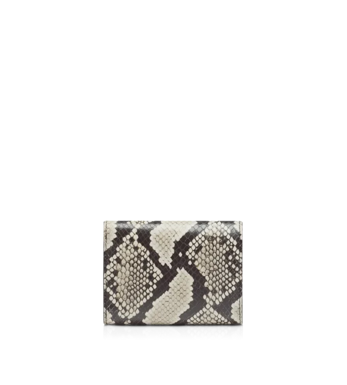 Portofel compact Tara din piele de piton imprimată Portofel compact Tara din piele de piton imprimată