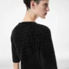 Rochie cu guler rotund din mătase chenille cu imprimeu piton Rochie cu guler rotund din mătase chenille cu imprimeu piton
