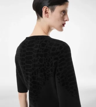 Rochie cu guler rotund din mătase chenille cu imprimeu piton