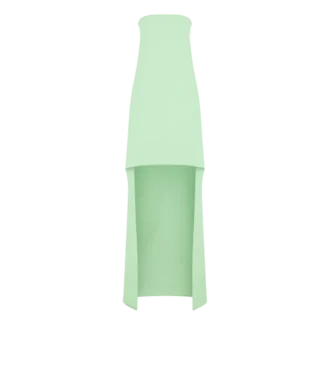 Rochie de cocktail asimetrică, fără bretele, din mătase elastică dublă georgette Rochie de cocktail asimetrică, fără bretele, din mătase elastică dublă georgette