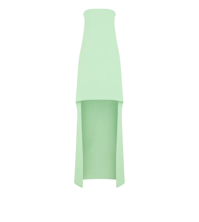 Rochie de cocktail asimetrică, fără bretele, din mătase elastică dublă georgette Rochie de cocktail asimetrică, fără bretele, din mătase elastică dublă georgette