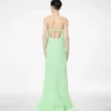 Rochie de cocktail asimetrică, fără bretele, din mătase elastică dublă georgette Rochie de cocktail asimetrică, fără bretele, din mătase elastică dublă georgette