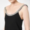 Rochie de cocktail asimetrică, fără mâneci, cu broderie din cristale Rochie de cocktail asimetrică, fără mâneci, cu broderie din cristale