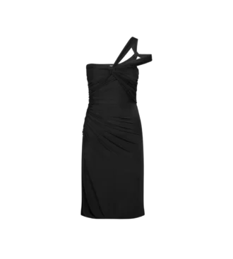 Rochie de cocktail cu un umăr și față răsucită