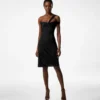 Rochie de cocktail cu un umăr și față răsucită