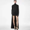 Rochie de cocktail din crep lucios cu guler înalt Rochie de cocktail din crep lucios cu guler înalt