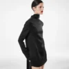 Rochie de cocktail din crep lucios cu guler înalt Rochie de cocktail din crep lucios cu guler înalt