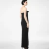 Rochie de cocktail fără bretele din crep gros și satin Envers, cu detaliu fundă Rochie de cocktail fără bretele din crep gros și satin Envers, cu detaliu fundă