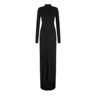 Rochie de seară asimetrică cu mâneci lungi și spate răsucit