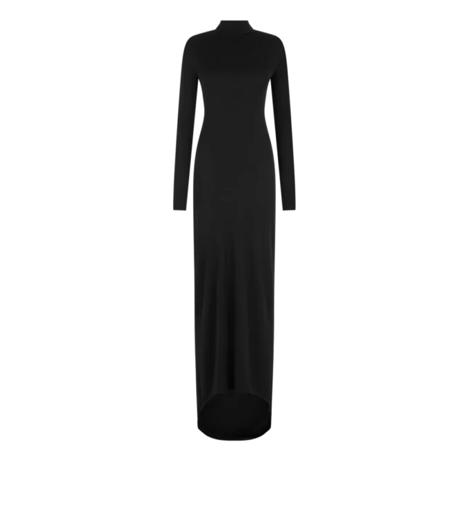 Rochie de seară asimetrică cu mâneci lungi și spate răsucit Rochie de seară asimetrică cu mâneci lungi și spate răsucit