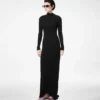 Rochie de seară asimetrică cu mâneci lungi și spate răsucit Rochie de seară asimetrică cu mâneci lungi și spate răsucit