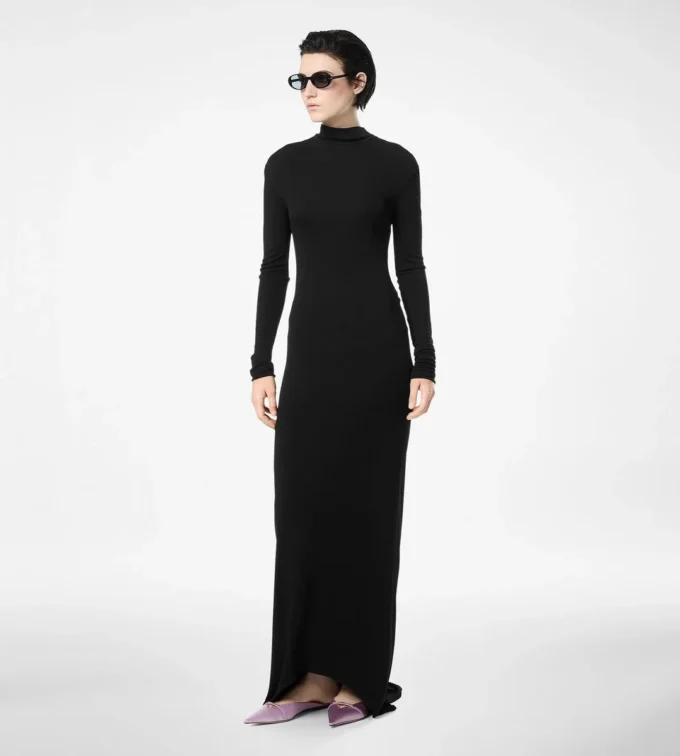 Rochie de seară asimetrică cu mâneci lungi și spate răsucit Rochie de seară asimetrică cu mâneci lungi și spate răsucit