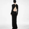 Rochie de seară asimetrică cu mâneci lungi și spate răsucit Rochie de seară asimetrică cu mâneci lungi și spate răsucit