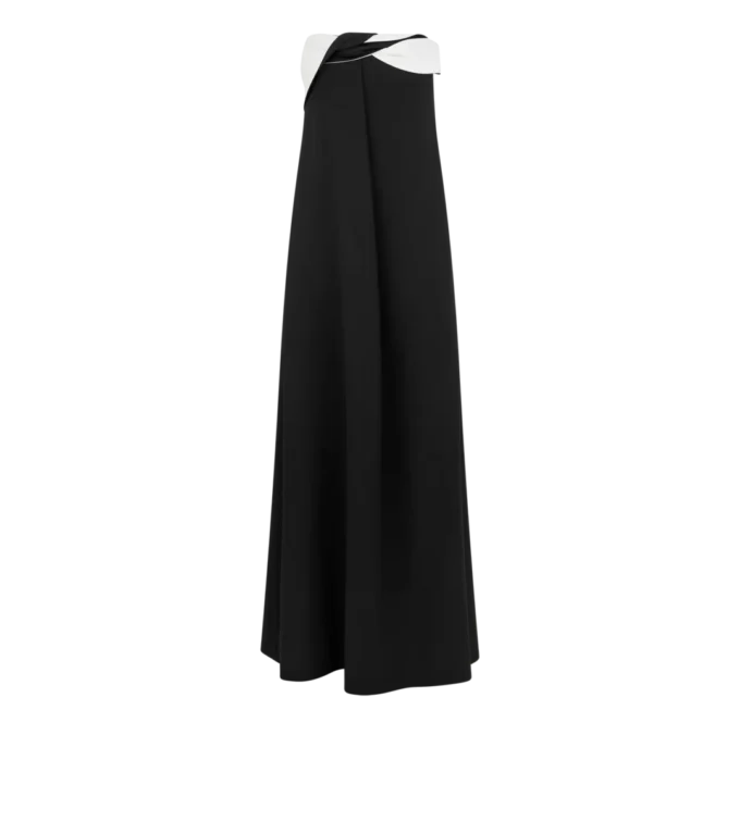 Rochie de seară asimetrică din crep satinat drapat Rochie de seară asimetrică din crep satinat drapat