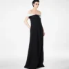 Rochie de seară asimetrică din crep satinat drapat Rochie de seară asimetrică din crep satinat drapat