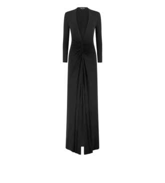 Rochie de seară cu decolteu adânc în V din jersey elastic „Sable”