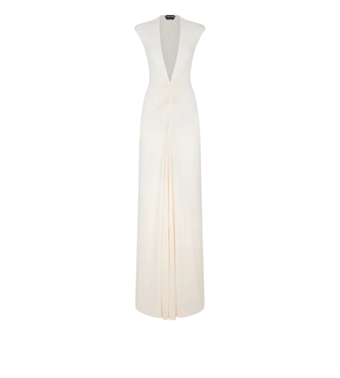 Rochie de seară cu decolteu adânc în V din jersey elastic „Sable” Rochie de seară cu decolteu adânc în V din jersey elastic „Sable”