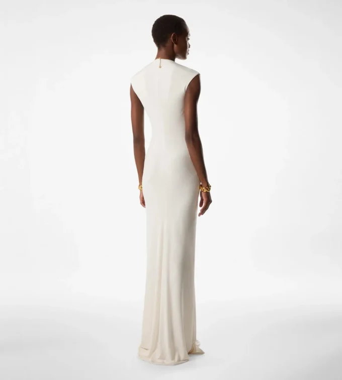 Rochie de seară cu decolteu adânc în V din jersey elastic „Sable” Rochie de seară cu decolteu adânc în V din jersey elastic „Sable”