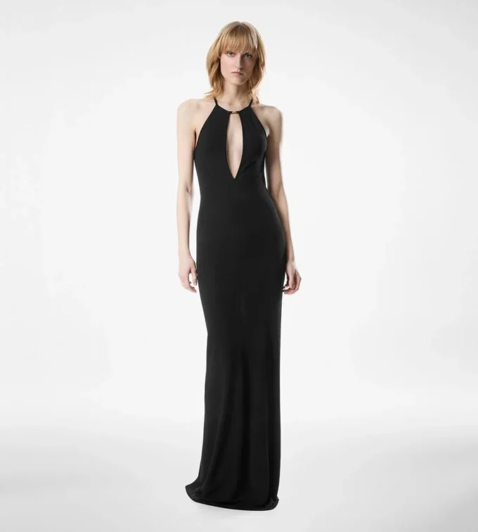 Rochie de seară cu decolteu halter și decupaje Rochie de seară cu decolteu halter și decupaje