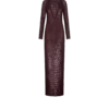 Rochie de seară cu mâneci lungi, brodată cu efect de piele de crocodil Rochie de seară cu mâneci lungi, brodată cu efect de piele de crocodil