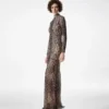 Rochie de seară cu mâneci lungi și guler înalt Rochie de seară cu mâneci lungi și guler înalt