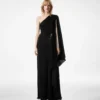 Rochie de seară cu un umăr, cu capă și detalii metalice Liza Rochie de seară cu un umăr, cu capă și detalii metalice Liza