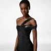 Rochie de seară cu un umăr și față răsucită Rochie de seară cu un umăr și față răsucită