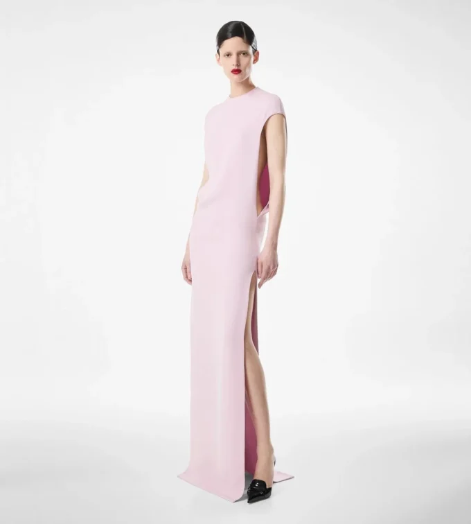 Rochie de seară din mătase dublă georgette elastică Rochie de seară din mătase dublă georgette elastică