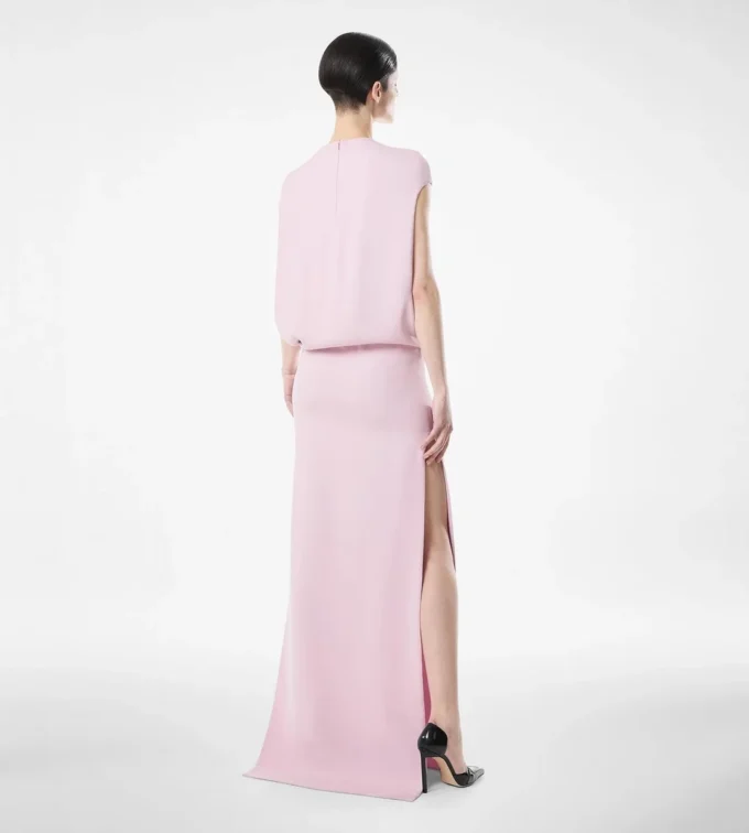 Rochie de seară din mătase dublă georgette elastică Rochie de seară din mătase dublă georgette elastică