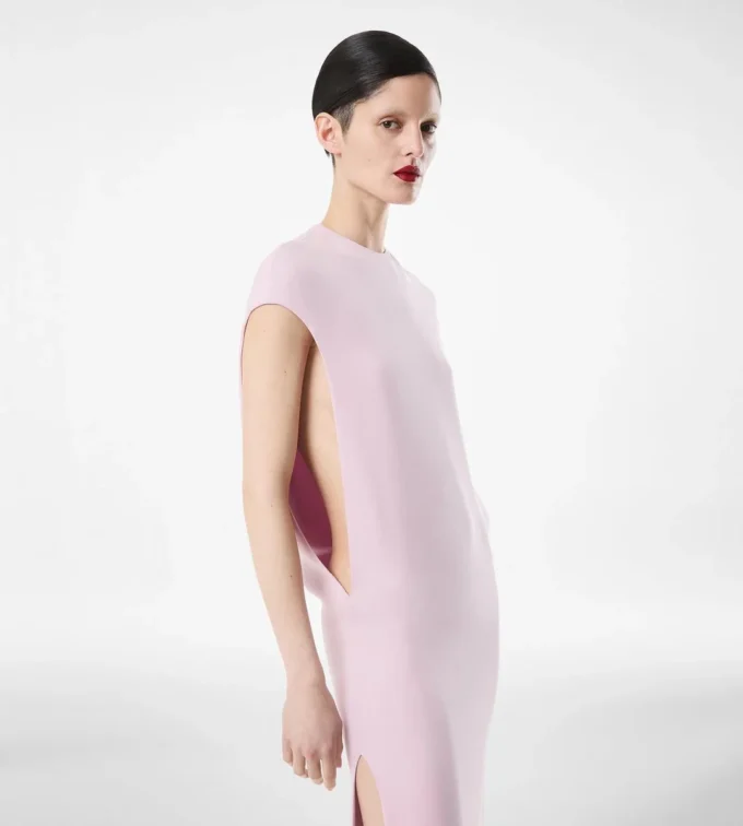 Rochie de seară din mătase dublă georgette elastică Rochie de seară din mătase dublă georgette elastică