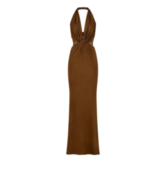 Rochie de seară din tricot elastic cu decolteu încrucișat
