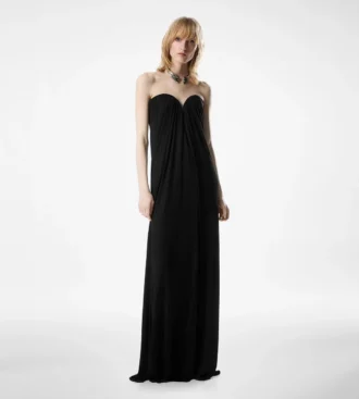 Rochie de seară drapată, fără bretele
