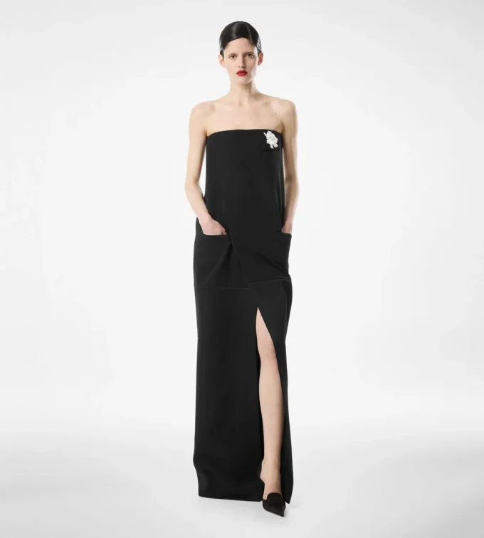 Rochie de seară fără bretele din lână Rochie de seară fără bretele din lână