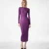 Rochie din mătase cu guler rotund, lungime până la gleznă