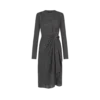 Rochie din mătase imprimată, cu mâneci lungi și detalii din piele Rochie din mătase imprimată, cu mâneci lungi și detalii din piele