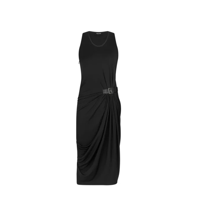 Rochie fără mâneci cu detalii din piele Rochie fără mâneci cu detalii din piele
