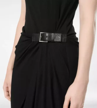 Rochie fără mâneci cu detalii din piele