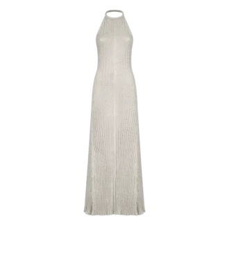 Rochie lungă cu gât halter, spate decupat și placă metalică Tom Ford