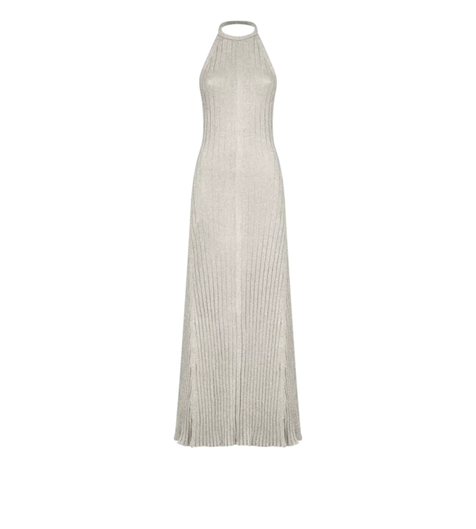 Rochie lungă cu gât halter, spate decupat și placă metalică Tom Ford Rochie lungă cu gât halter, spate decupat și placă metalică Tom Ford