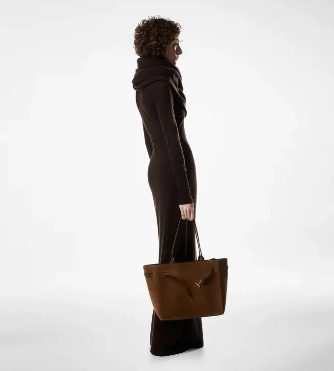 Geantă medie Audrey din piele de căprioară Geantă medie Audrey din piele de căprioară