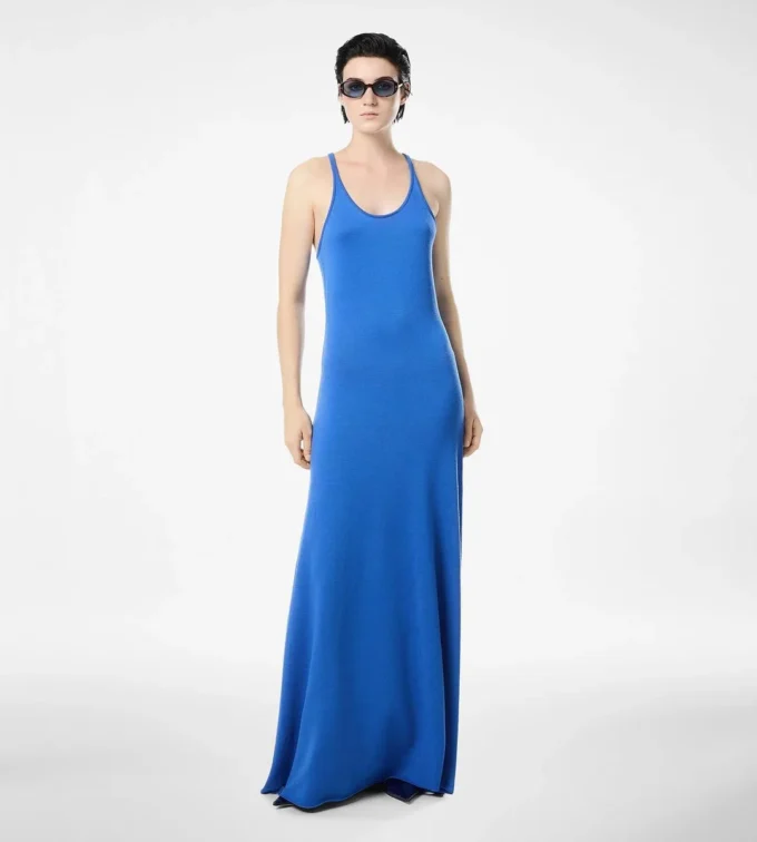 Rochie lungă fără mâneci din lână merino fină Rochie lungă fără mâneci din lână merino fină