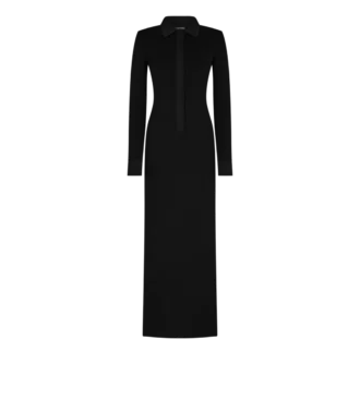 Rochie maxi din lână elastică cu ac de tricotat
