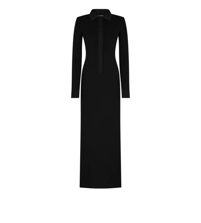 Rochie maxi din lână elastică cu ac de tricotat