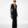 Rochie maxi din lână elastică cu ac de tricotat