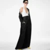 Rochie militară lungă cu centură și model jacquard cu buline Rochie militară lungă cu centură și model jacquard cu buline