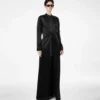 Rochie militară lungă cu centură și model jacquard cu buline Rochie militară lungă cu centură și model jacquard cu buline
