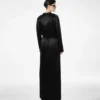 Rochie militară lungă cu centură și model jacquard cu buline Rochie militară lungă cu centură și model jacquard cu buline